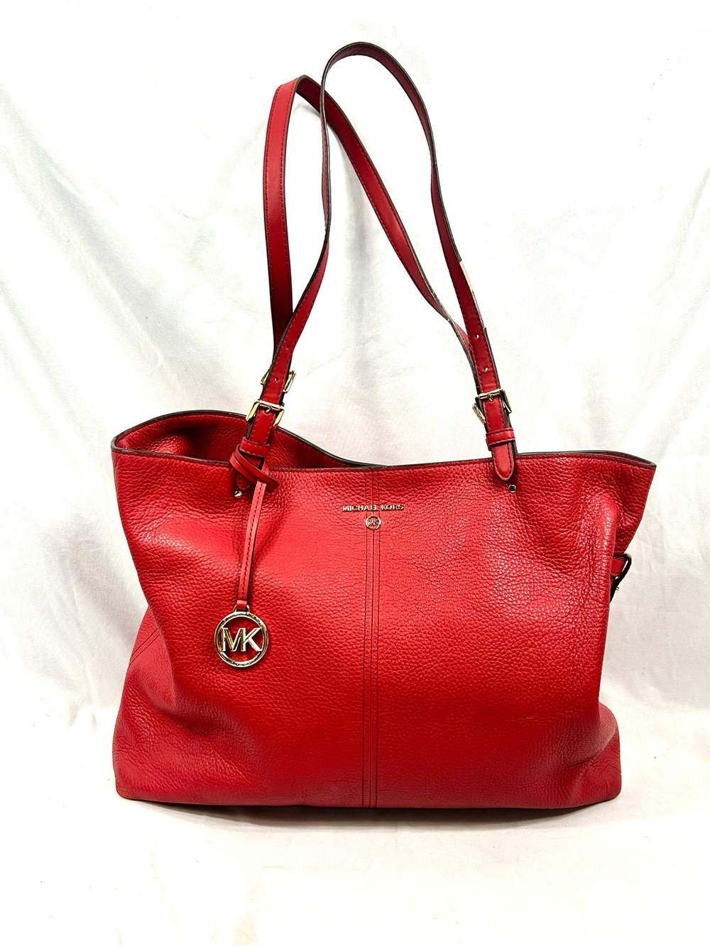 Michael Kors Tote Large Leather Lenox Handbag (Crimson Red)
